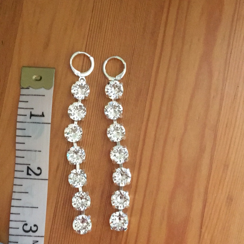 Stunning Silver Crystal Drop Statement Earrings - Picture 4 of 15